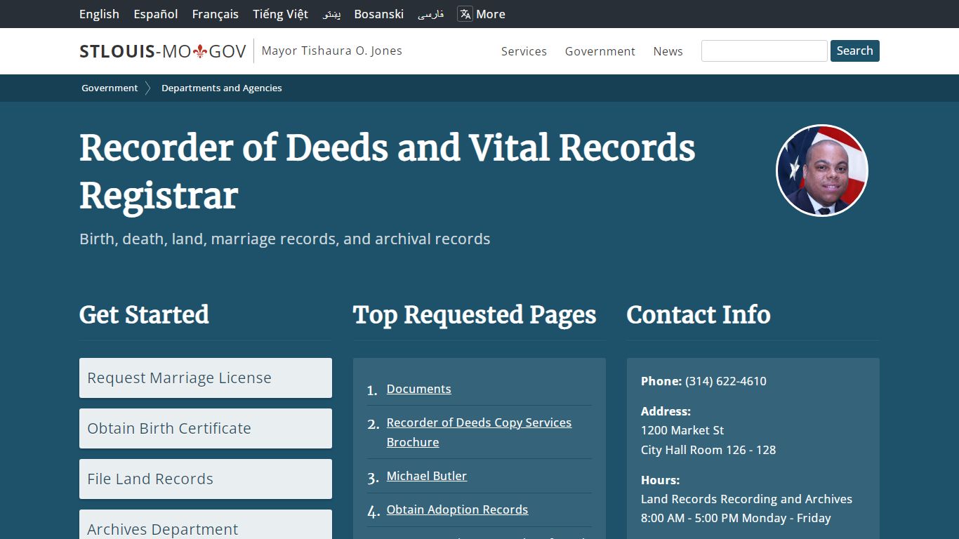St. Louis City Recorder of Deeds and Vital Records Registrar